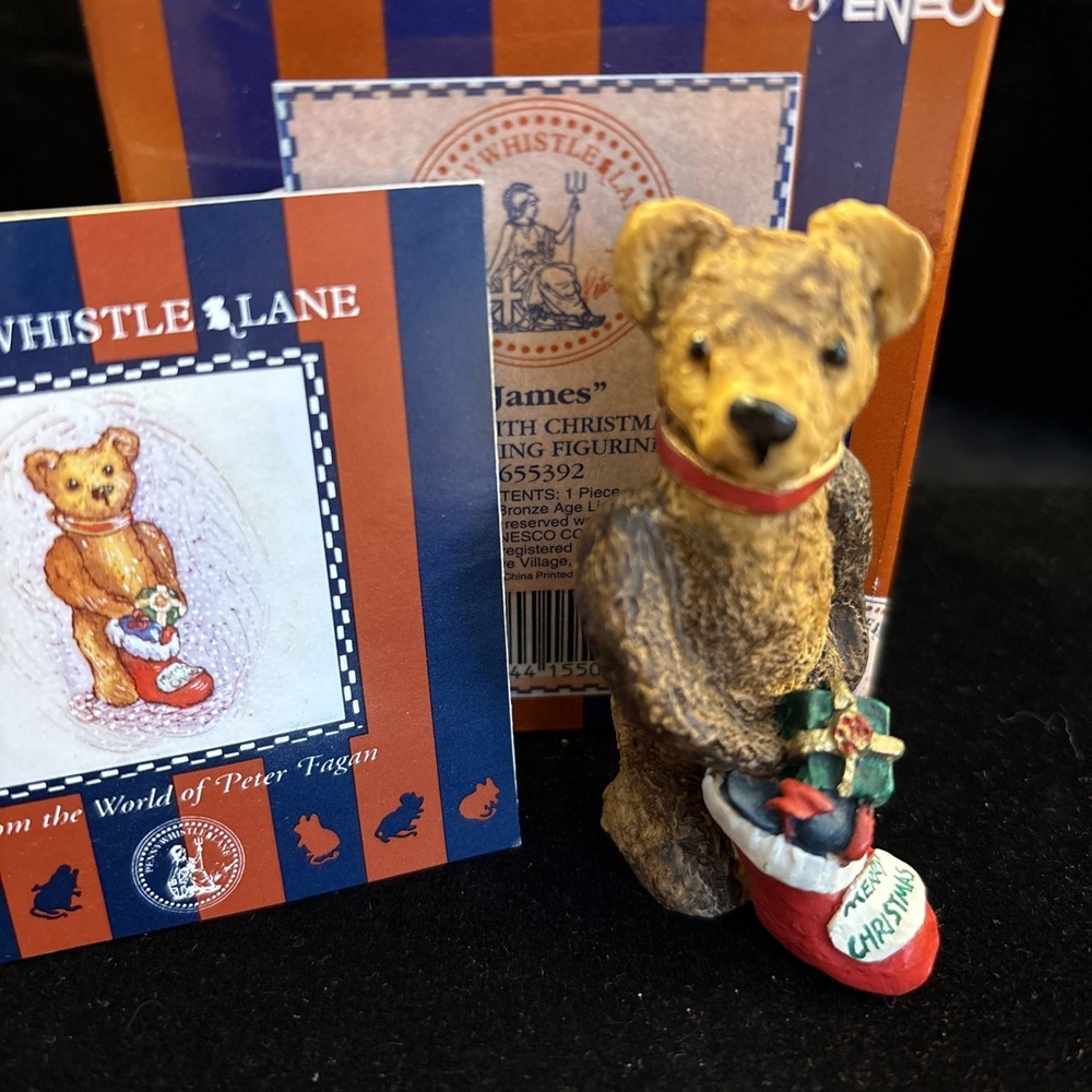 New Pennywhistle‎ Lane "James" Bear With  Stocking Figurine" Christmas P. Fagan